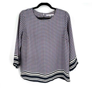 Violet + Claire Geometric Blouse Top Multicolor Career Casual Size M Coastal‎